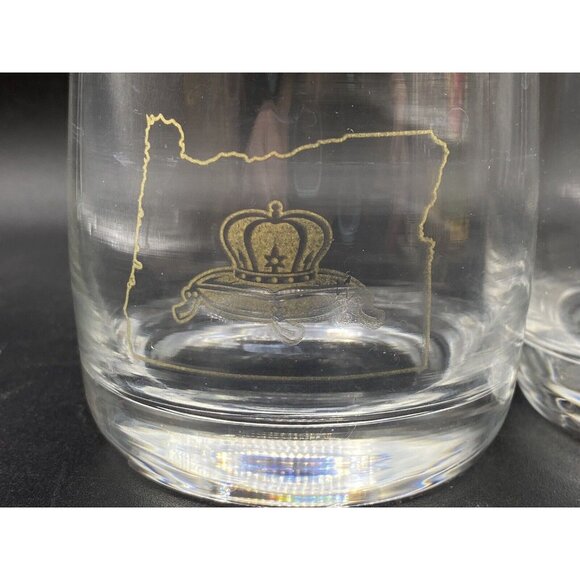 Crown Royal Oregon State Crown Pillow Gold Etched Rocks Glass LOT 2 - Picture 7 of 8